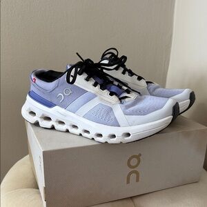 On Cloud Cloud Runner White and Purple Sneakers